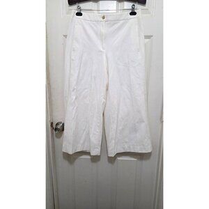 Ann Taylor Women's White Wide-Leg Cropped Ankle Pants Size 10